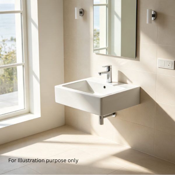 Saniware WB-460 400mm Ceramic White Wall-Hung Basin Sinki Tandas Bilik Mandi For Small Vanity, Compact Bathroom & Renovation Projects