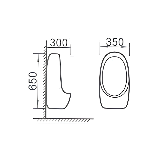 Saniware UB-609 White Ceramic Wall Hung Urinal Bowl 350 x 300 x 650mm For Bathroom use