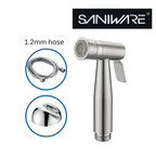 Saniware SWP-SS-304-76 Silver Two-Way Function Stainless Steel Bidet Spray Set with Holder and Flexible Hose Suitable for: Toilets and Bathrooms Requiring Personal Hygiene and Rinsing