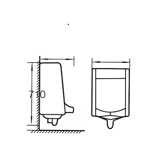 Saniware UB-606 Wall-Hung Urinal Premium White Ceramic Urinal for Modern Bathrooms 420 x 200 x 710mm – Top Inlet Compact Urinal