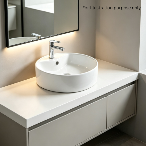 Saniware WB-383 410mm Ceramic White Above Counter Art Basin Sinki Tandas Bilik Mandi For Bathroom Vanity, Powder Room & Renovation Projects