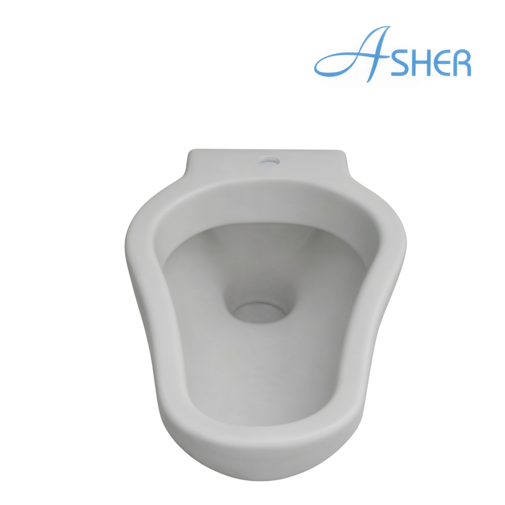 Asher C 399 White Ceramic S-Trap P-Trap Squatting Pan with Integral Tread Plates Ceramic Direct Hole Without Trap Tandas Cangkung