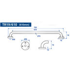 Onimi TR19/610 SS201 610mm Wall-Mounted Polished Stainless Steel Finish Single Towel Rail