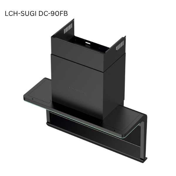 LIVINOX LCH-SUGI DC-90FB Black Cooker Hood – 2800 m³/h Powerful Suction, BLDC LGH Series Gas Hob Combo