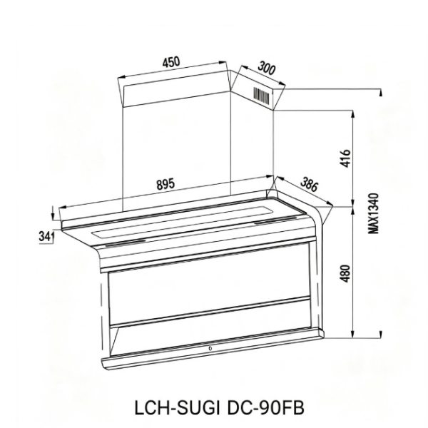 LIVINOX L-Shaped Kitchen Cooker Hood & Gas Hob Combo – LCH-SUGI DC-90FB