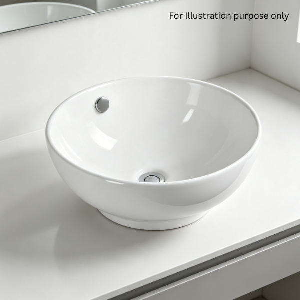 Saniware WB-374 430mm Ceramic White Above Counter Art Basin Sinki Tandas Bilik Mandi For Bathroom Vanity, Powder Room & Renovation Projects