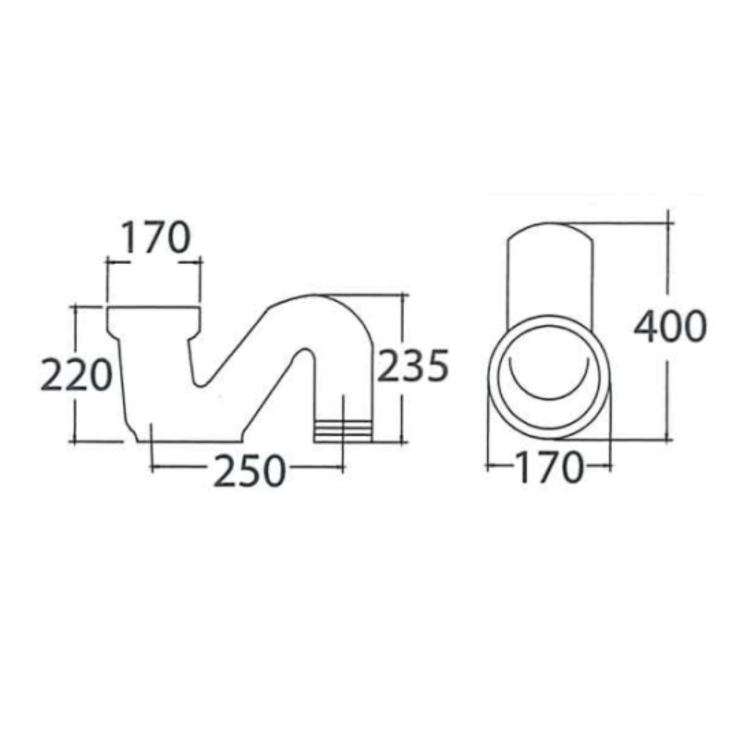 ASHER HS 3 S White Ceramic S Trap Underground Trap & Drainage Fitting for Squatting Pan