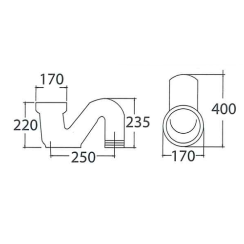 Asher HS 3 S White Ceramic S Trap Underground Trap & Drainage Fitting for Squatting Pan