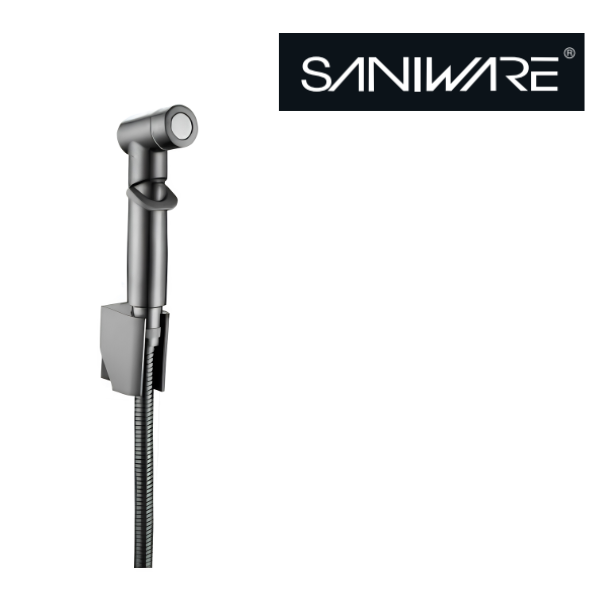Saniware SWSB-ABS-362-GM Gunmetal ABS Bidet Spray Set with Holder and 1.2m Flexible Hose Suitable for: Toilets and Bathrooms Requiring Personal Hygiene and Rinsing