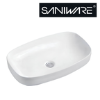 Saniware WB-386 610mm Ceramic White Above Counter Art Basin Sinki Tandas Bilik Mandi For Wide Vanity, Main Bathroom & Renovation Projects