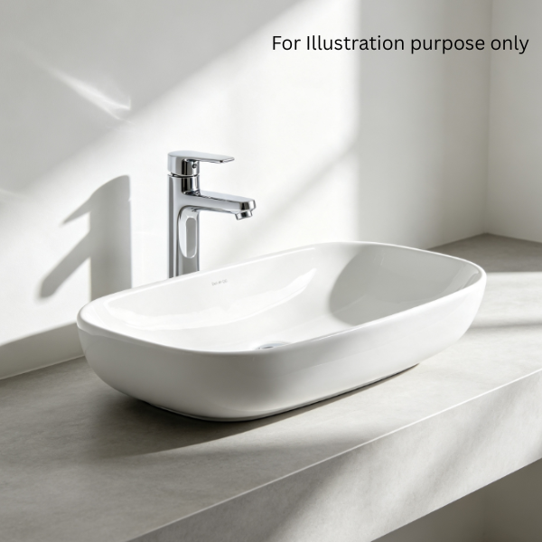 Saniware WB-386 610mm Ceramic White Above Counter Art Basin Sinki Tandas Bilik Mandi For Wide Vanity, Main Bathroom & Renovation Projects