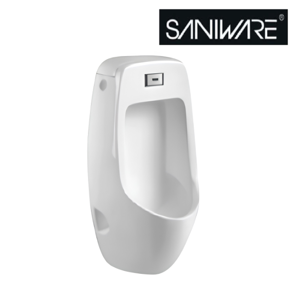 Saniware UB-614 White 790mm Ceramic Wall-Hung Urinal Bowl with Sensor Flush Valve AC Supply 400 x 355 x 790 mm Wall Back Fixing Tandas Lelaki Bilik Air For Commercial & Public Washrooms