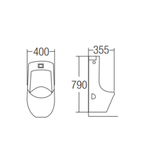 Saniware UB-614 White 790mm Ceramic Wall-Hung Urinal Bowl with Sensor Flush Valve AC Supply 400 x 355 x 790 mm Wall Back Fixing Tandas Lelaki Bilik Air For Commercial & Public Washrooms