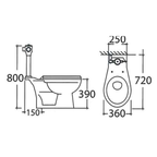 ASHER C 115 SFV Public WC Toilet Bowl S-Trap 150mm with Exposed Flush Valve & Seat Cov Tandas Komersial