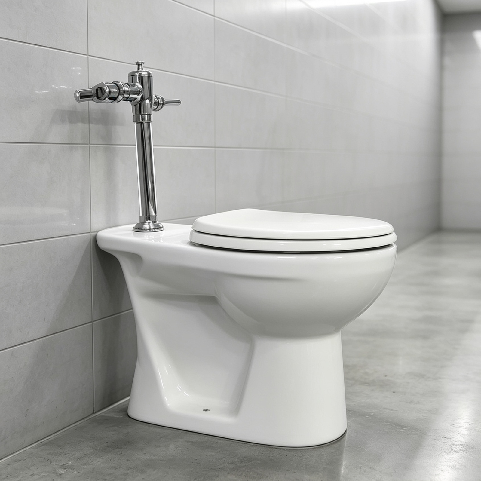 ASHER C 115 SFV Public WC Toilet Bowl S-Trap 150mm with Exposed Flush Valve & Seat Cov Tandas Komersial