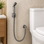 Saniware SWSB-ABS-363-GM Gunmetal Angled Head ABS Bidet Spray Set with Holder and 1.2m Flexible Hose Suitable for: Toilets and Bathrooms Requiring Personal Hygiene and Rinsing