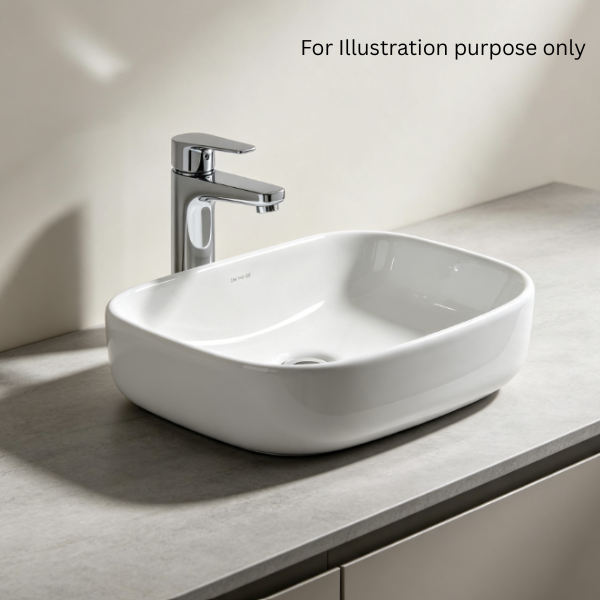 Saniware WB-400 490mm Ceramic White Above Counter Art Basin – Compact & Modern Sink for Bathroom Vanities, Cloakrooms, and Renovations