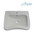 ASHER L 6364 620mm Handicapped Wall Hung Wash Basin Sinki Tandas OKU Lubang Paip Tengah, Seramik Putih