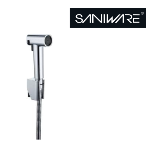Saniware SWSB-ABS-364 Chrome ABS Bidet Spray Set with Holder and 1.2m Flexible Hose Suitable for: Toilets and Bathrooms Requiring Personal Hygiene and Rinsing