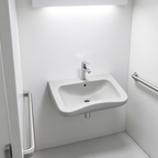 ASHER L 6364 620mm Handicapped Wall Hung Wash Basin Sinki Tandas OKU Lubang Paip Tengah, Seramik Putih