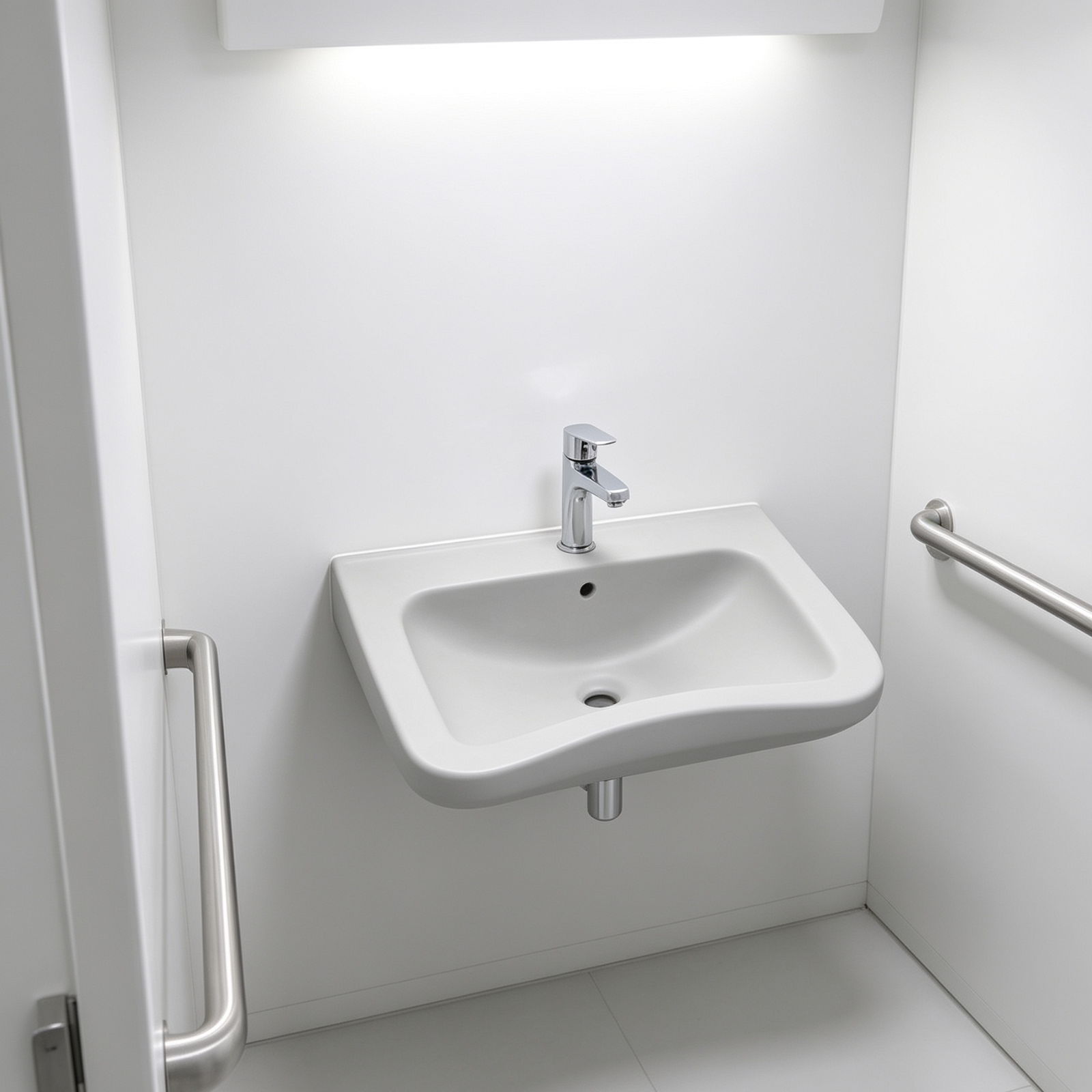 ASHER L 6364 620mm Handicapped Wall Hung Wash Basin Sinki Tandas OKU Lubang Paip Tengah, Seramik Putih