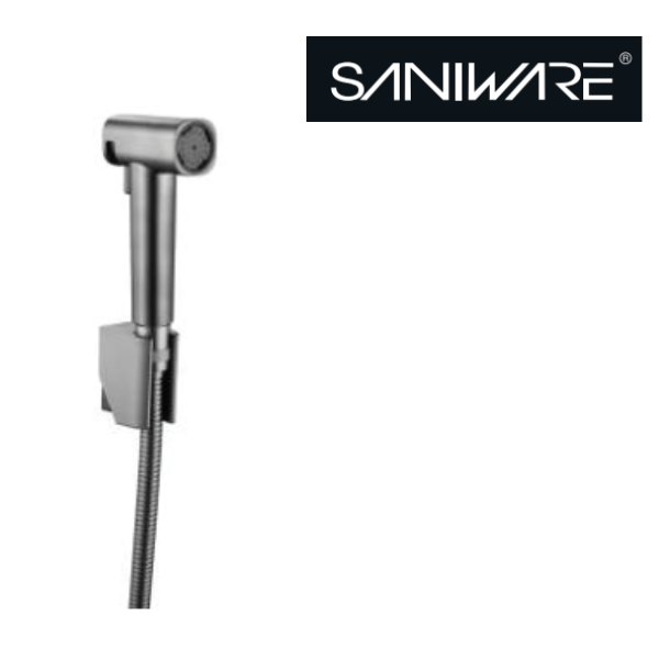 Saniware SWSB-ABS-364-GM Gunmetal ABS Bidet Spray Set with Holder and 1.2m Flexible Hose Suitable for: Toilets and Bathrooms Requiring Personal Hygiene and Rinsing