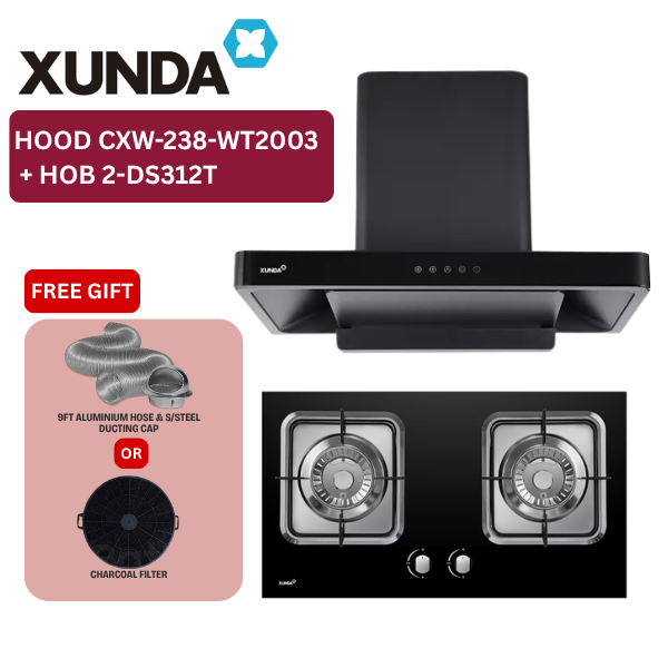XUNDA CXW-238-WT2003 895mm Kitchen Cooker Hood and Hob | Full Black