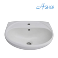 ASHER L 1163 480mm White Ceramic Wall Hung Wash Basin Sinki Dinding Middle Tap Hole Ceramik Sinki