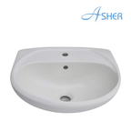 ASHER L 1163 480mm White Ceramic Wall Hung Wash Basin Sinki Dinding Middle Tap Hole Ceramik Sinki