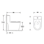 Saniware WC-2019 White 750mm Ceramic One-Piece Toilet Sinki Tandas Bilik Mandi S-Trap 300mm Roughing-In Siphonic Flush 700 x 380 x 750mm For Bathroom Renovation & Modern Homes