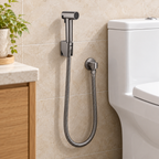 Saniware SWSB-ABS-364-GM Gunmetal ABS Bidet Spray Set with Holder and 1.2m Flexible Hose Suitable for: Toilets and Bathrooms Requiring Personal Hygiene and Rinsing
