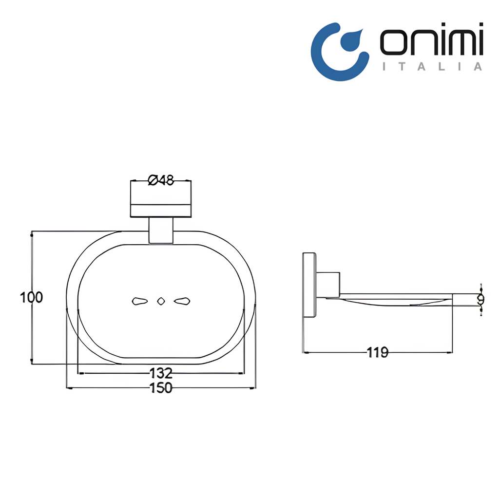 Onimi 2305A 150mm Wall-Mounted Matt Stainless Steel Finish Soap Dish