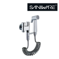 Saniware SWP-BR-14363 Chrome Two-Way Angle Valve with Bidet Spray Set and 1.2m Flexible Hose Suitable for: Toilets and Bathrooms Requiring Personal Hygiene and Rinsing