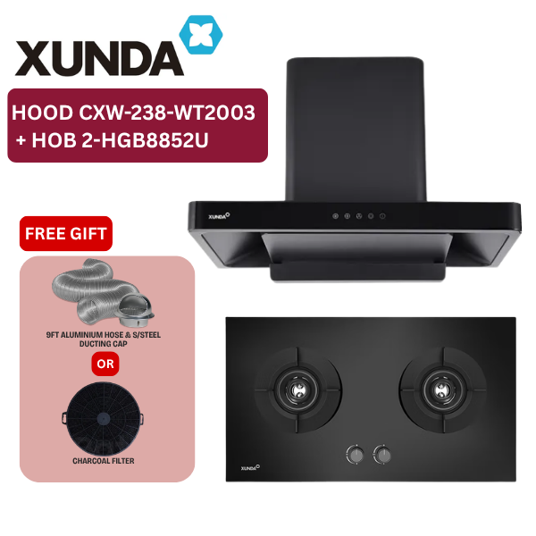 XUNDA CXW-238-WT2003 895mm Kitchen Cooker Hood and Hob | Full Black