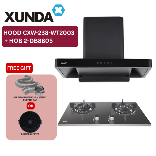 XUNDA CXW-238-WT2003 895mm Kitchen Cooker Hood and Hob | Full Black