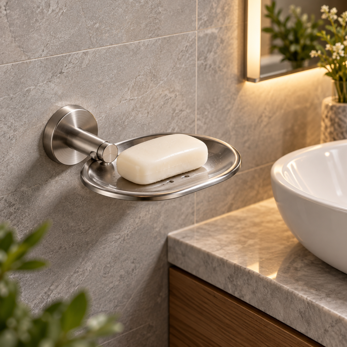 Onimi 2305A 150mm Wall-Mounted Matt Stainless Steel Finish Soap Dish