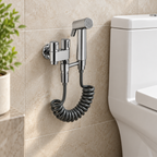 Saniware SWP-BR-14363 Chrome Two-Way Angle Valve with Bidet Spray Set and 1.2m Flexible Hose Suitable for: Toilets and Bathrooms Requiring Personal Hygiene and Rinsing