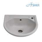 Asher L 1106 390mm White Ceramic Wall Hung Basin Space Saving Tandas Sinki Mencuci Tangan