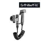 Saniware SWP-BR-14363-GM Gunmetal Two-Way Angle Valve with Bidet Spray Set and 1.2m Flexible Hose Suitable for: Toilets and Bathrooms Requiring Personal Hygiene and Rinsing