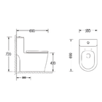 Saniware WC-2020 720mm Ceramic One-Piece Siphonic Toilet Bowl Sinki Tandas Bilik Mandi S-Trap 300mm Roughing-In for Bathroom & Home Renovation