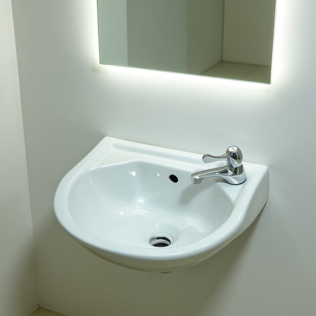 Asher L 1106 390mm White Ceramic Wall Hung Basin Space Saving Tandas Sinki Mencuci Tangan