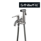 Saniware SWP-SS-304-6875A Silver Two-Way Tap with Bidet Spray Set and 1.2m Flexible Hose Suitable for: Bathrooms and Utility Areas Requiring Tap Water and Personal Hygiene Rinsing