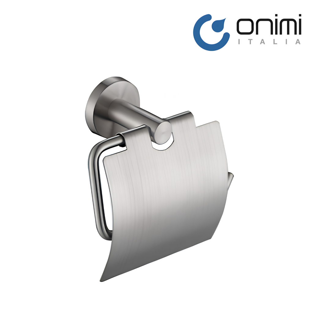 Onimi 2307 143mm Wall-Mounted Brushed Stainless Steel FinishToilet Paper Holder with Cover