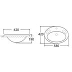 Asher L 6200 580mm White Ceramic Counter Top Wash Basin with Middle Tap Hole Sinki Cuci Tangan