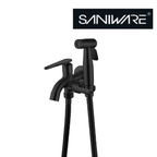 Saniware SWP-SS-304-6875-BA Black Two-Way Tap with Bidet Spray Set and 1.2m Flexible Hose Suitable for: Bathrooms and Utility Areas Requiring Tap Water and Personal Hygiene Rinsing