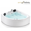 Arris Infinity Cristelo ars-M806 White Corner Massage Bathtub 1500 × 1500 × 720mm with 8 Massage Jets, Bubble Bath & LED Light