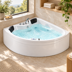 Arris Infinity Cristelo ars-M806 White Corner Massage Bathtub 1500 × 1500 × 720mm with 8 Massage Jets, Bubble Bath & LED Light