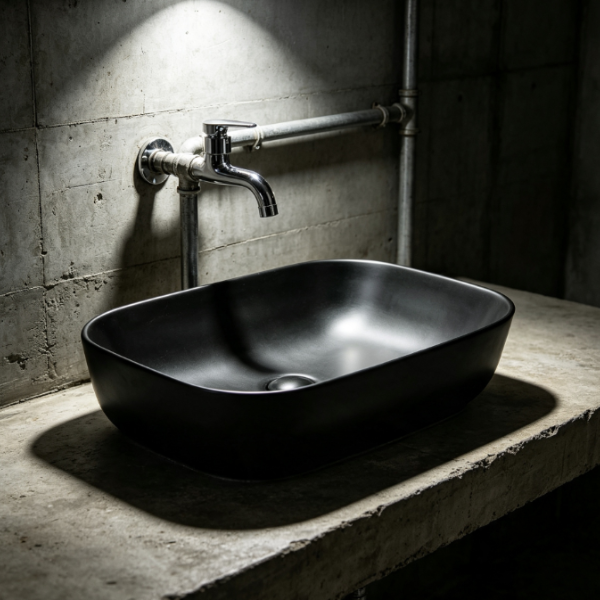 Saniware WB-493 MB 495mm Ceramic Matt Black Above Counter Art Basin Sinki Tandas Bilik Mandi For Modern Vanity, Feature Bathroom & Renovation Projects