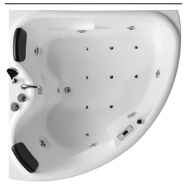 Arris Infinity Cristelo ars-M806 White Corner Massage Bathtub 1500 × 1500 × 720mm with 8 Massage Jets, Bubble Bath & LED Light