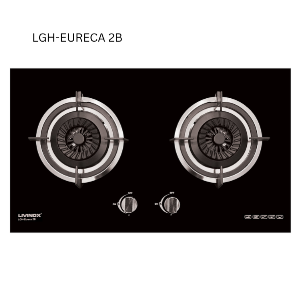 LIVINOX LCH-SUGI DC-90FB Black Cooker Hood – 2800 m³/h Powerful Suction, BLDC LGH Series Gas Hob Combo